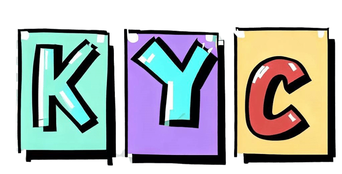 KYC-Buchstaben auf kleine Schilder geschrieben