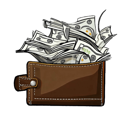 Eine Brieftasche und Geldscheine