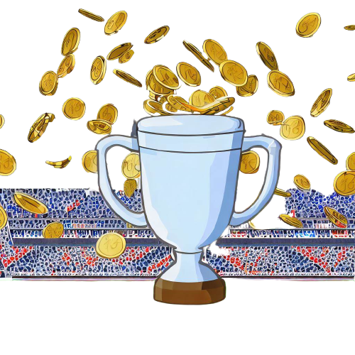 Ein Fußballpokal und Münzen