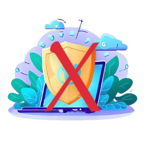 Ein durchgestrichenes VPN-Logo